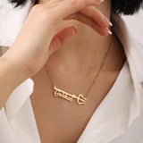 MYDIY Trisul Name Necklace Unisex Pendant Customized Neck Chain Personalised Tamil Necklace Telugu Name Necklace Gift for Women