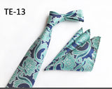 Royal Striped Paisley Ties For Men Luxury 8cm Necktie Pocket Square Cufflinks Gift Set Jacquard Weave Tie Suit Accessories