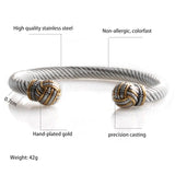 Europe and the United States retro two-color opening electric cable adjustable men's and women's stainless steel cuff bracelet