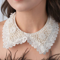Pearl Beaded Lace Trim Collar Ribbons Women Necklace Wedding Jewelry for Clothes Dress  Beads Crystal Collar Wedding Jewelry