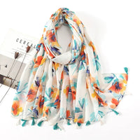 Ethnic Printed Cotton Hijab Viscose Tassels Scarf For Muslim Woman Hijabs Shawls Lady Soft Long Wraps Islim Headband Turban