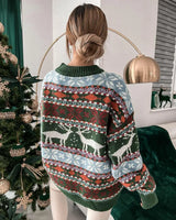 New Knitted Sweater 20255 O Neck Loose Christmas Print Long-sleeved Women's Sweater Winter Fashion Elegant Casual Sweaters