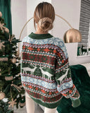 New Knitted Sweater 20255 O Neck Loose Christmas Print Long-sleeved Women's Sweater Winter Fashion Elegant Casual Sweaters