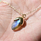 ITSMOS Acorn Natural Crystal Pendant Necklace Amazonite/labradorite Gold-plated Rhombic Simple Necklace Jewelry for Women Gift