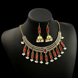 Luxury Elegant Crystal Wedding Jewelry Set Women Vintage Water Drop Earring Necklace Set Indian Gold Color Bijoux Bride Gift