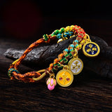 Handmade Tibetan Bracelet Woven Bracelet Tibetan Colorful Rope Handchain Five Way God of Wealth Bangle Adjustable Wristchain New