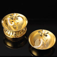 Ghee Lamp Holder Golden Cup Tibetan Oil Lamp Holder Flower Shape Tea Light Candle Holder Stand for Party Wedding Decoration