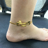 Custom Name Anklet Elegant 18K Gold Plated Stainless Steel Cuban Chain with Heart & Butterfly Charms Ankle Jewelry Waterproof