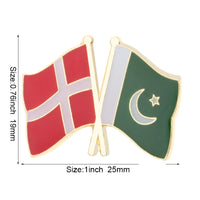 Denmark & Pakistan Flag Lapel Pin Friendship Flag Badge Flag pin 3pcs A Lot