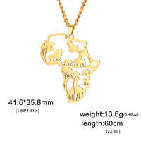 LIKGREAT Punk Africa Map With Flag Pendant Necklaces Stainless Steel Africa Countries Flags Necklace Chain for Women Men Jewelry