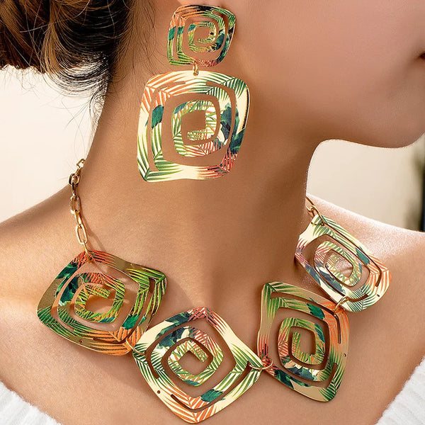 Multicolor Geometric Spirals Necklace Pendant Chain Women Girls Gifts Fashion Jewelry Hot Sale Party Gift 2025 New Style