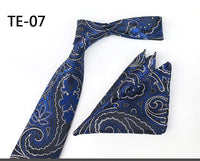 Royal Striped Paisley Ties For Men Luxury 8cm Necktie Pocket Square Cufflinks Gift Set Jacquard Weave Tie Suit Accessories