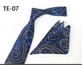 Royal Striped Paisley Ties For Men Luxury 8cm Necktie Pocket Square Cufflinks Gift Set Jacquard Weave Tie Suit Accessories