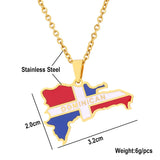 2024 New fashion Dominican map Titanium steel pendant necklace men and women's stainless steel couple necklace