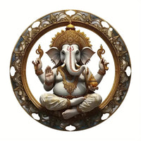 Vibrant Ganesha-The God of Wisdom Suncatcher,2D Round Translucent Hanging,home,room,Hinduism Religious Occasions&Festive Decor