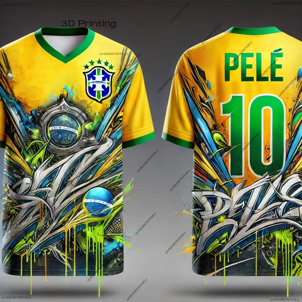 2025 New Products Launch ChatGPT Intelligently Designed Brazilian Football Jersey Pelé No. 10 Football Sports Jersey T-shirt