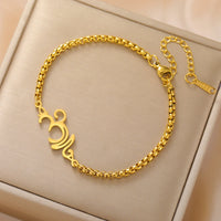 Dawapara Breathe Symbol Bracelet Ohm OM Unalome Symbol Charm Bracelet Stainless Steel Yoga Inspirational Supernatural Jewelry
