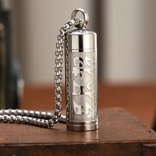 Vintage Stainless Steel Essential Oil Bottle Pendants Urn Wishing Bottle Necklace Religious Amulet Couple Party Jewelry