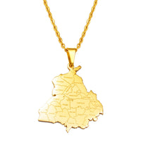 Anniyo 5CM Charm, India Punjab State Map Pendant Necklace Jewelry Stainless Steel @302021