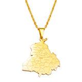 Anniyo 5CM Charm, India Punjab State Map Pendant Necklace Jewelry Stainless Steel @302021