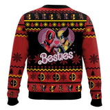 Marvel Deadpool Wolverine Christmas Ugly Sweater Red Black Friends Sofa Scene Heart Hero Friends Atmosphere Holiday Party