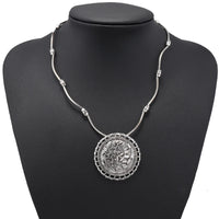 Ethnic Antique Silver Color Moon Choker Necklaces for Women Boho Turquoise Necklace Girls Party Jewelry Gifts