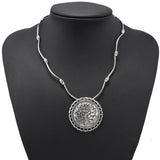 Ethnic Antique Silver Color Moon Choker Necklaces for Women Boho Turquoise Necklace Girls Party Jewelry Gifts