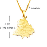 Anniyo 5CM Charm, India Punjab State Map Pendant Necklace Jewelry Stainless Steel @302021