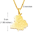 Anniyo 5CM Charm, India Punjab State Map Pendant Necklace Jewelry Stainless Steel @302021