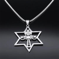 The new hollowed-out six-pointed star David Star necklace is a versatile accessory for couples, featuring a star pendant and a c