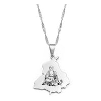 India Punjab Map Sikh Sikhism Pendant Necklaces Sikhs Jewelry Stainless Steel #D2010