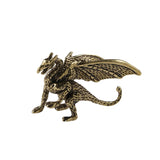 Solid Brass pterosaur Dragon Small Statue Desktop Ornament Chinese Mythical Beast Figurines Retro Home Feng Shui Decoration