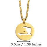 Anniyo Haiti Maps Pendant Necklaces for Men Women Girls Haitian Map Jewelry @133821