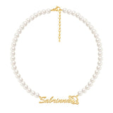 Pearl Hindi Name Necklace Personalized Jewelry Custom Sanskrit Name Necklaces for Women Stainless Steel Jewelry Gift
