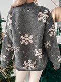Christmas 2025 Women's Knitted Sweater Snowflake Warm Thicken Jacquard Jumper Oversized Knitwear Full Sleeve Pullovers Xmas Look