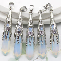 16pcs Crystal Pendulum for Divination Dowsing Natural Gem Stone Amethyst Hexagon Pendant For DIY Jewelry Making Necklace Pendant