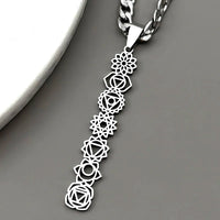 Yoga 7 Chakra Birth Flower Pendant Necklace for Women Men Stainless Steel Gold Silver Color Reiki Healing Amulet Jewelry Gift