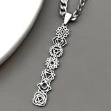 Yoga 7 Chakra Birth Flower Pendant Necklace for Women Men Stainless Steel Gold Silver Color Reiki Healing Amulet Jewelry Gift