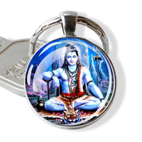 Hinduism Keychains Ganesha Vishnu Goddess of Kashmi Wealth Shiva Amulet Key Chain Glass Dome Keyring India Buddhism Jewelry Gift