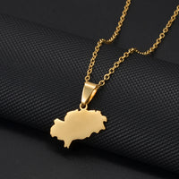 Anniyo 2.3cm Spain Ibiza Map Pendant Necklaces for Women Girl Iviza Ivica Stainless Steel Jewelry #012462