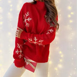 Xmas Look 2025 Winter Women Snowflake Print Sweaters Jacquard Christmas Jumpers Full Sleeve Turtleneck Pullovers Warm Knitwear