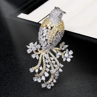 SUYU National Style Retro Color Copper Inlaid Cubic Zirconia Animal Suit Jacket Gift Accessories Female Magpie Brooch