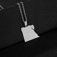 Stainless steel geometric Egyptian city name necklace, couple style ethnic titanium steel pendant accessory