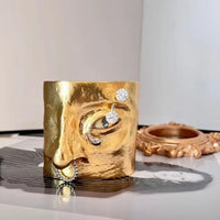 Metal Exaggerated Open Bangle Five Senses Europe American Style Alloy Plated Eyes Bracelets Unique Wide Geometric Cuff Bangles