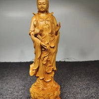 Natural Solid wood Sculpture Guanyin, Buddha Tathagata Statue ,Chinese Buddhist Figures Home Room Office Feng Shui Statues
