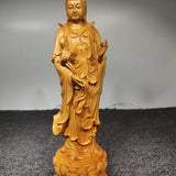 Natural Solid wood Sculpture Guanyin, Buddha Tathagata Statue ,Chinese Buddhist Figures Home Room Office Feng Shui Statues