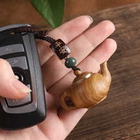 Statue Mini Little Teapot Keychain Waterproof Openable Carved Teapot Pendant Beads Ornament Green Sandalwood Phone Chain Friends