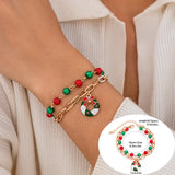 5pcs/set Cute Christmas Series Snowflake Tree Pendant Crystal Bracelet Women CCB Beads Adjustable Thread Rope Bracelet