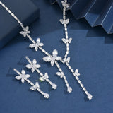 Women's fashionable butterfly tassel zircon necklace earring jewelry set, with a light luxury design and a high-end feel