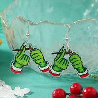 Hot selling acrylic Christmas green headed monster earrings necklace keychain bag pendant accessories in Europe and America